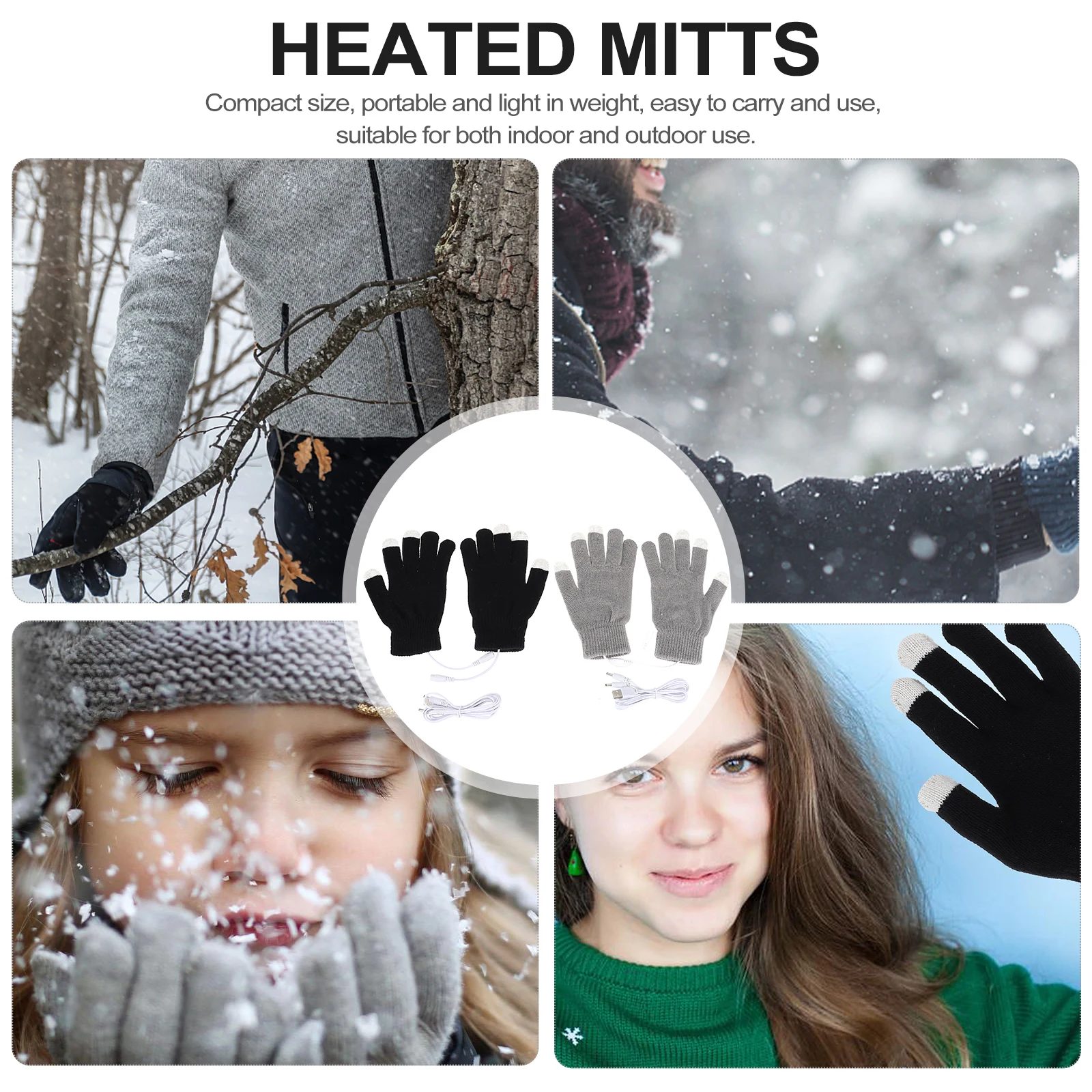

USB Heated Gloves Winter Touch Screen Portable Rechargeable H Warmer for Gaming Outdoor Camping Hiking Skiing Riding Activities