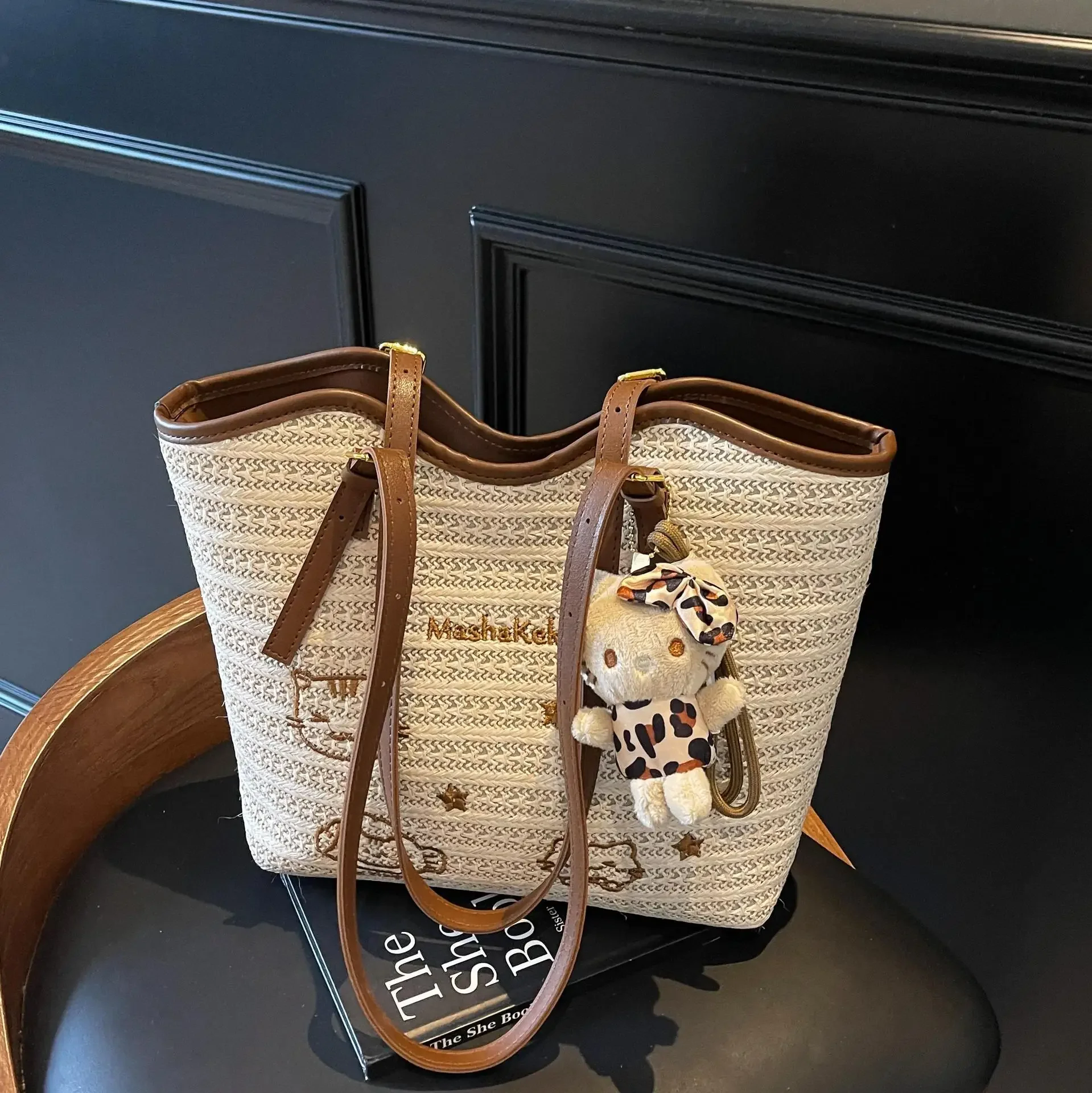 حقيبة حمل صيفية جديدة من القش لعام 2025 - عطلة على شاطئ البحر، سعة كبيرة الحجم للتنقل والسفر