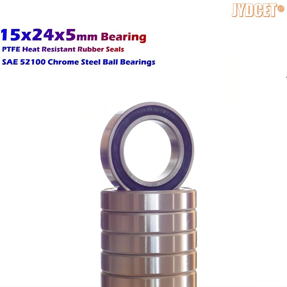 6802-2RS 15x24x5mm Bearings - Rubber Seals - Precision High Speed Bearing for Scooters Elevators Skateboards RC Car Boat Plane