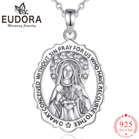 Eudora New 925 Sterling Silver Virgin Mary Necklace Pentagram Vintage Amulet Pendant Religious Jewelry Women Exquisite Gifts