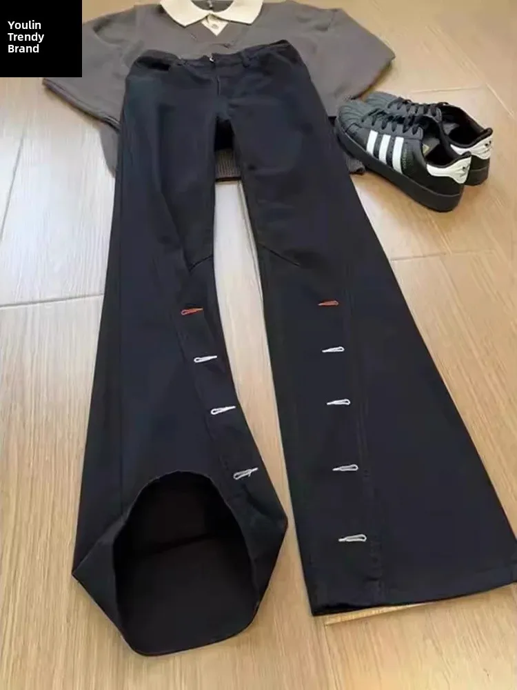 

Мужские джинсы Bla с вышивкой, скошенным кроя, в американском стиле, прямые, с легким расклешением, для зимы