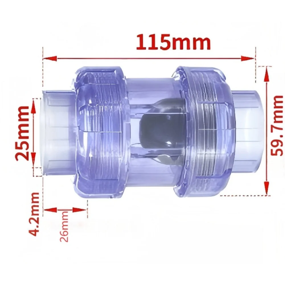 1/2 Inch Clear PVC Spring Check Valve True Union Anti-Backflow Preventer For Aquarium Irrigation Swimming Pool Plumbing Fittings