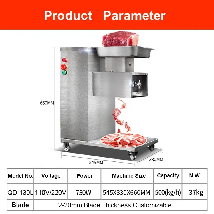 Machine commerciale de découpe et de déchiquetage de viande fraîche, trancheuse, équipement de restaurant