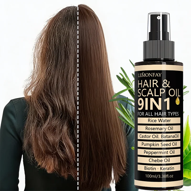 9‑in‑1 Natural Hair & Scalp Oil Nourishing Serum Strengthen Hair Roots Repair Dry Damaged Hair Anti‑Hair‑Loss For Men Women