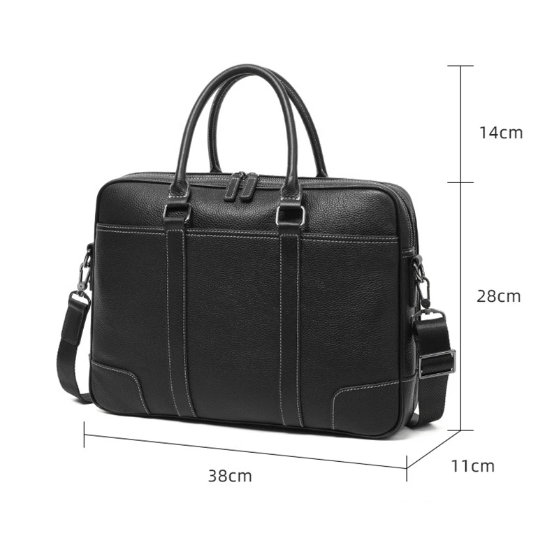 Imagem -02 - Maleta Masculina de Couro Ture Padrão Lichee Couro Genuíno Bolsa Formal Bolso com Zíper Duplo Bolsa de Ombro Altamente Recomendada