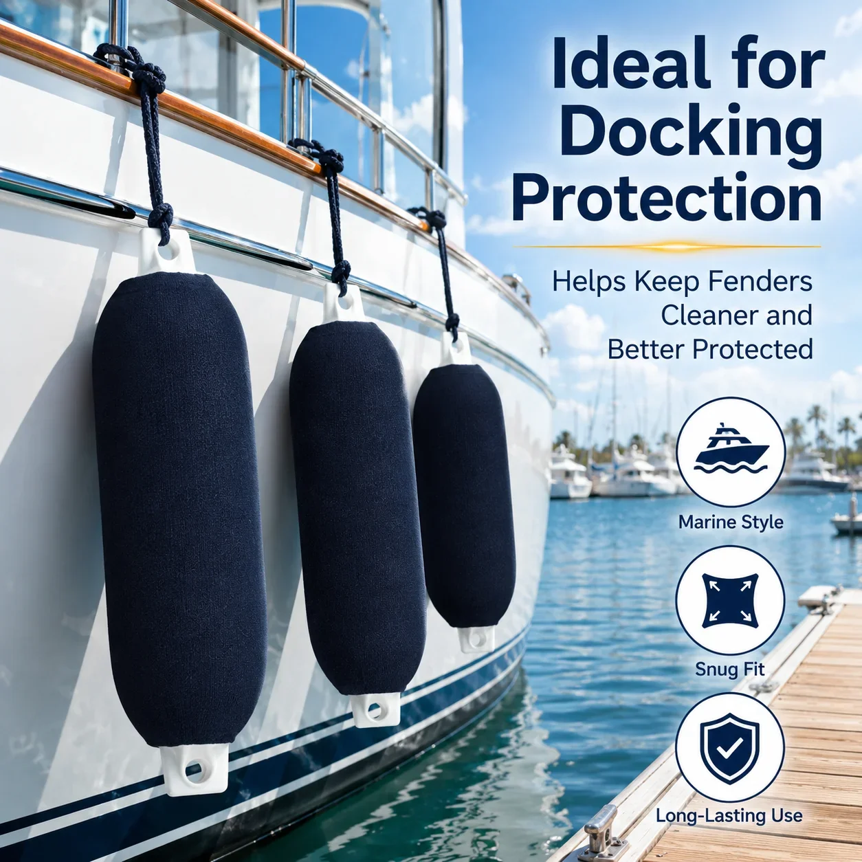 Boat Fender Cover Elastic Acrylic Fiber Soft Wear Resistant Anti Collision Bumper Sleeve Protector for Marine Yacht Fender Acces