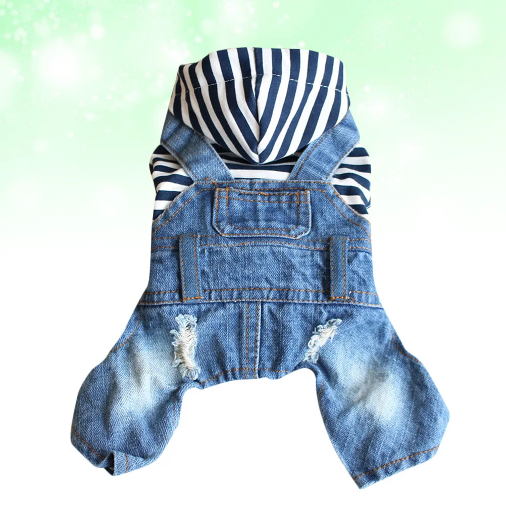 

1Pcs Suspenders Pet Clothes Dog Jumpsuit Hooded Denim Puppy Outfit for Warmth Daily Comfort Stylish Pet Dog Clothes