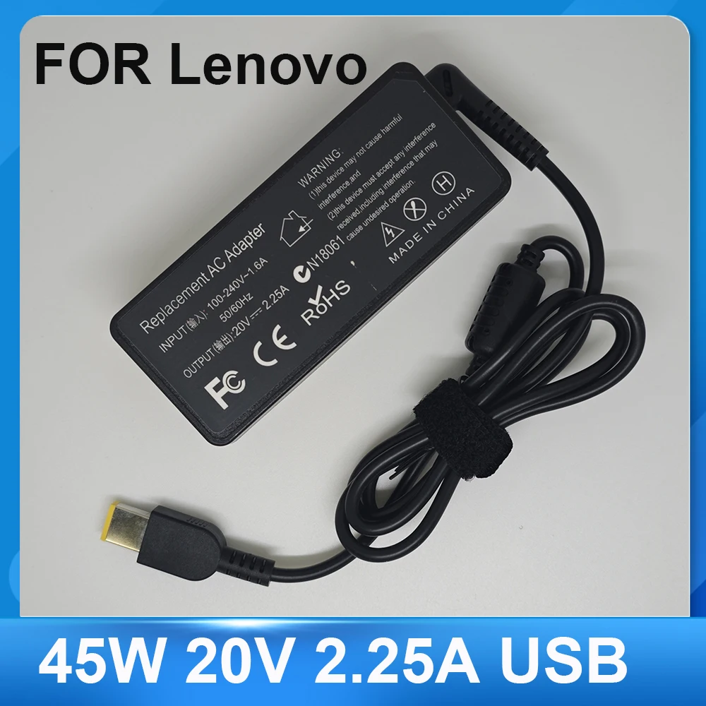 Cargador de ordenador portátil de 20V, 2,25a, 45W, adaptador de CA de punta delgada ADLX45NCC3A para Lenovo ThinkPad X230s X240 X240S X250 X260 X270 T440 T440S
