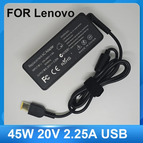 Cargador de ordenador portátil de 20V, 2,25a, 45W, adaptador de CA de punta delgada ADLX45NCC3A para Lenovo ThinkPad X230s X240 X240S X250 X260 X270 T440 T440S