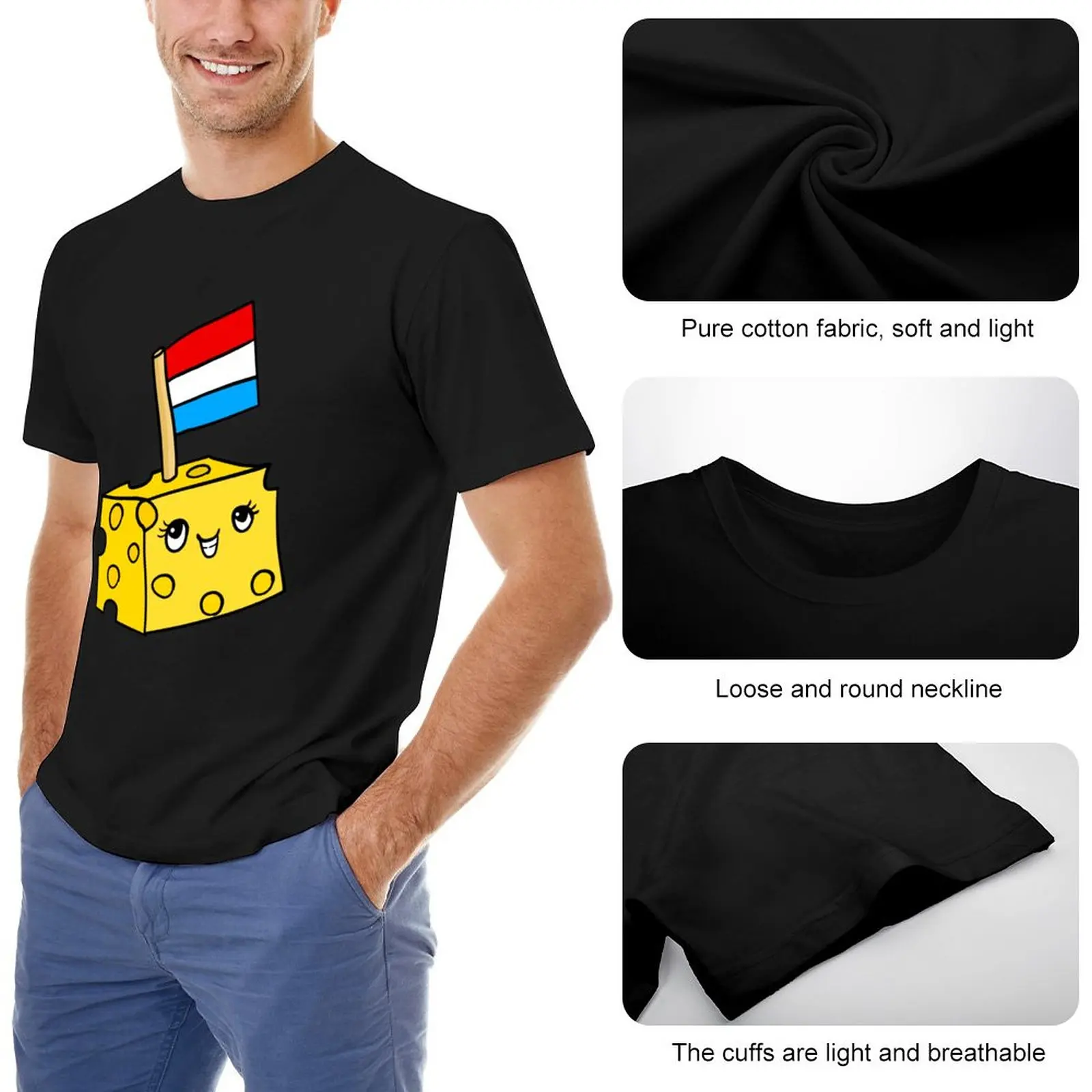 cute dutch cheese, kaas. Netherlands. kawaii T-Shirt anime plain t-shirt black t shirts for men