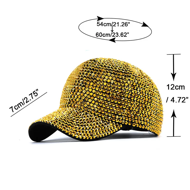 Spring Summer New Fashion Full Diamond Cloth Cap Baseball Shade Outdoor Sun Show  Ladies Hip Hop Men Women Cool