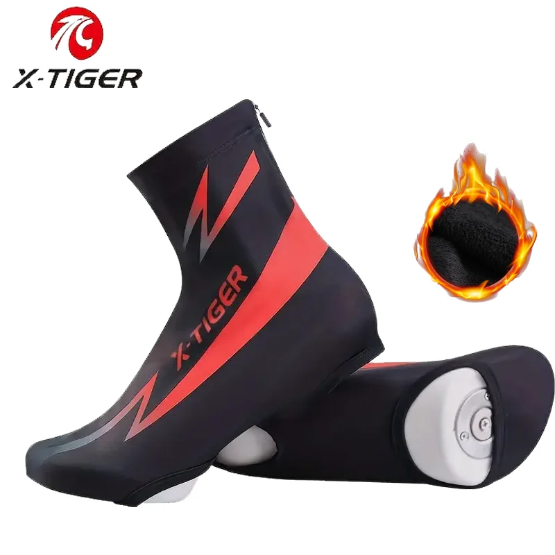 

X-TIGER MTB флисовый чехол для велосипедной обуви, зимний теплый чехол для велосипедной обуви, чехлы для шоссейного велосипеда, нескользящий защитный чехол для велосипедной обуви