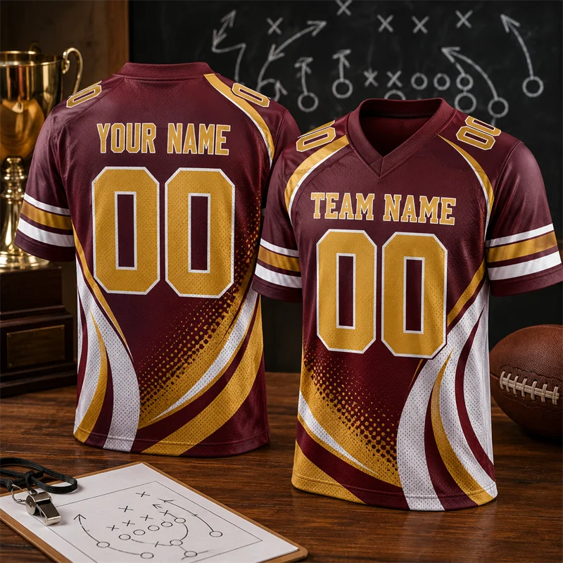 Fashion Custom Football Jersey For Men Custom Name Team Name Number V Neck Rugby T Shirts Loose Quick Dry Sports Team Uniforms
