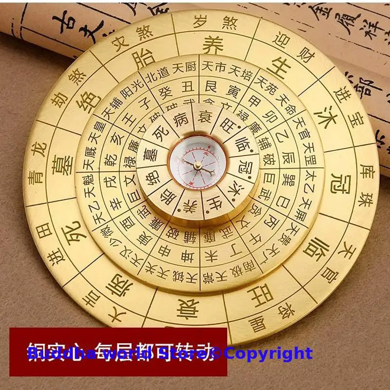 TOP Geomantic master tool Southeast Asia efficacious Eight Diagram TONG TIAN LI QI PAN Multipurpose COPPER FENG SHUI HUO LUO PAN