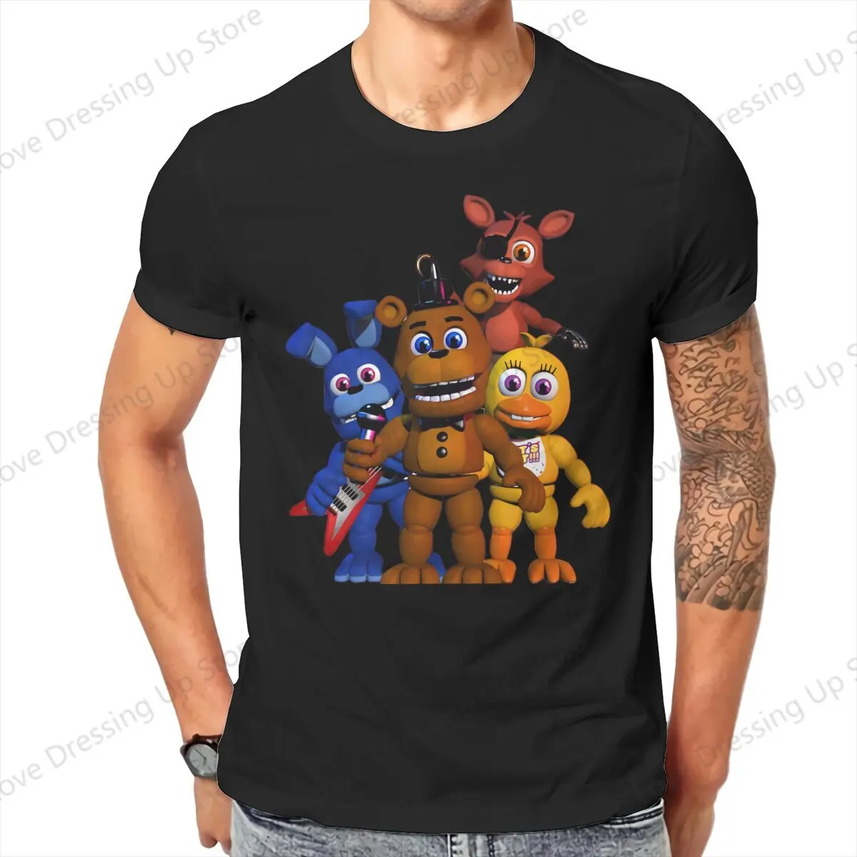 Smiling Critters Horror Game FNAF Cakes Birthdays 100% Cotton men's Tshirt Short Sleeve Street Tshirts Sport Tops