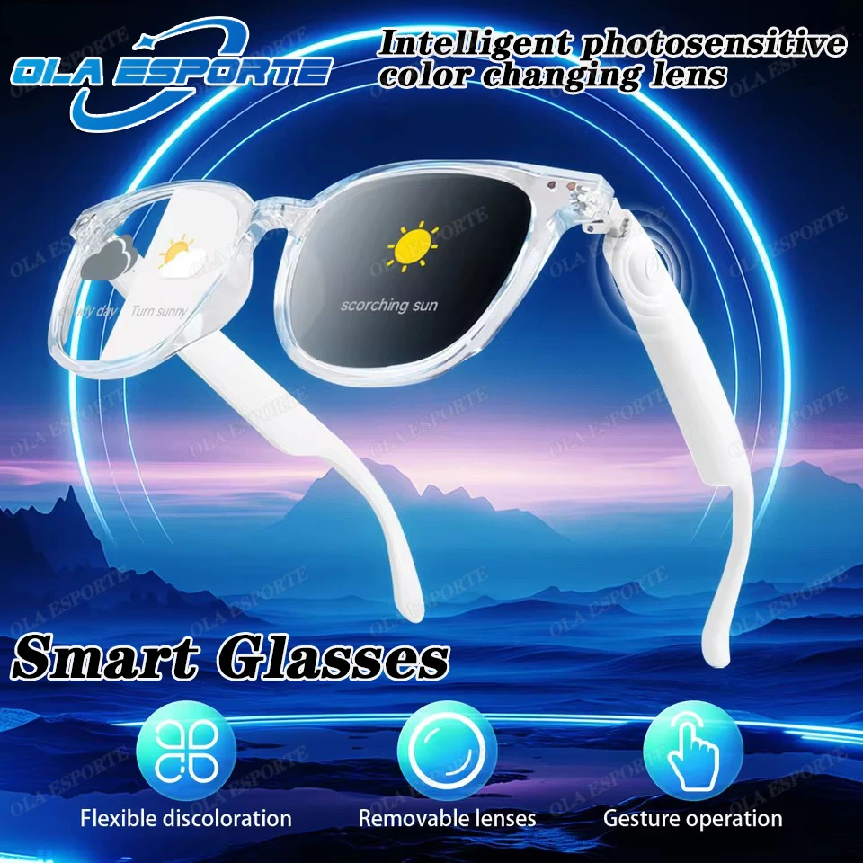 

New Smart Glasses UV400 Protection Color Change Lenses Wireless Call Earphones Bluetooth 5.4 Voice Assistant Sunglasses 2025