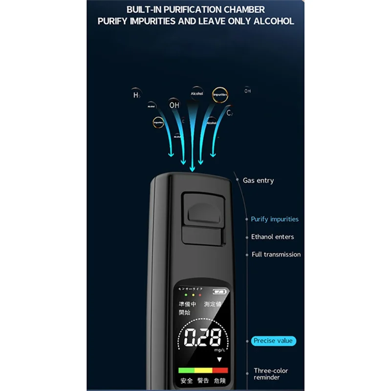 

AB47-Alcohol Tester Non-Contact Alcoholometer Rechargeable Portable Breathalyzer Easy To Use B