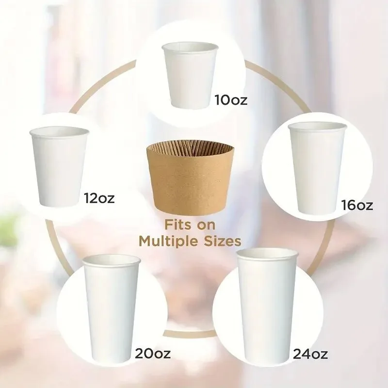 50/100PCS Brown Coffee Cup Covers Disposable Cup Covers Kraft Paper Insulation Rack Hot Cold Drink Coffee Tea Party Products