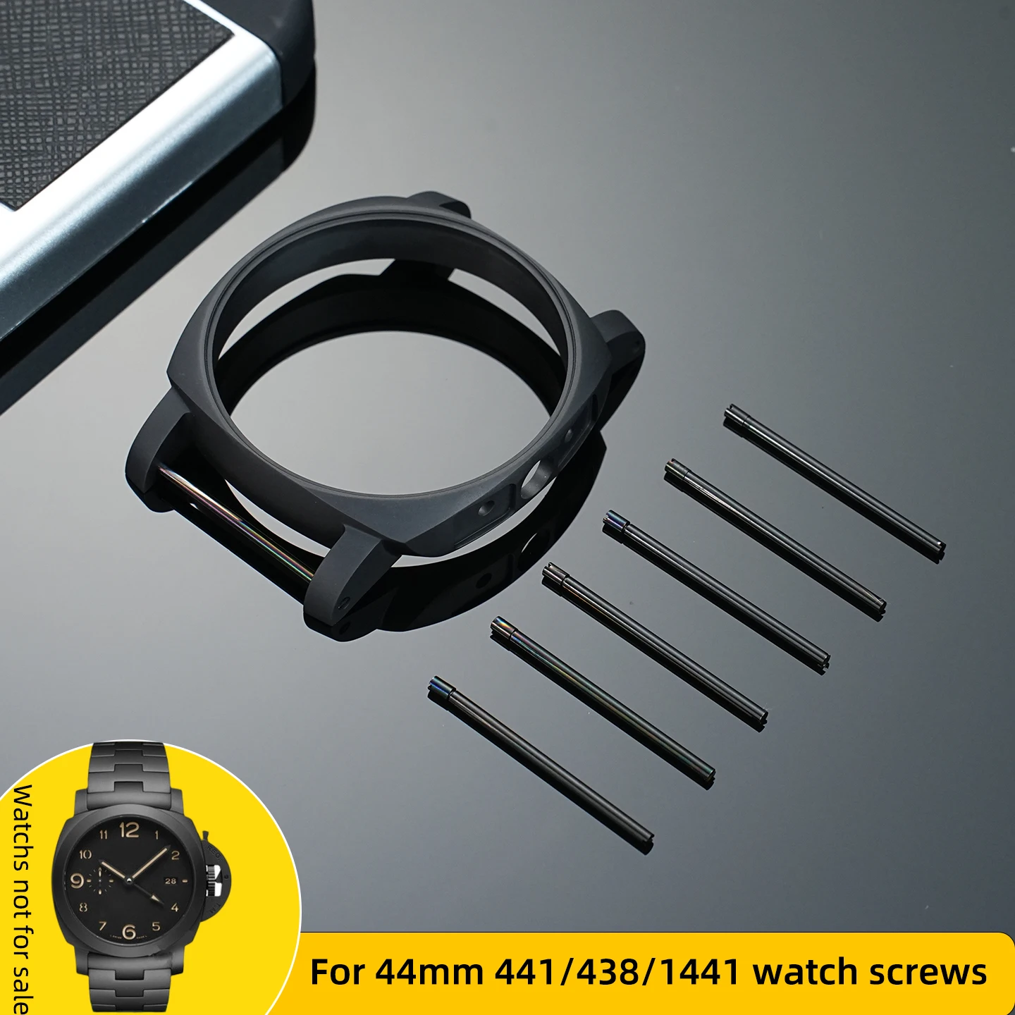For Panerai Watch 44mm Dial 441/438/1441 Strap End Links Shaft Black Screw Rod Connecting Rod Full Steel Pin watch Accessories