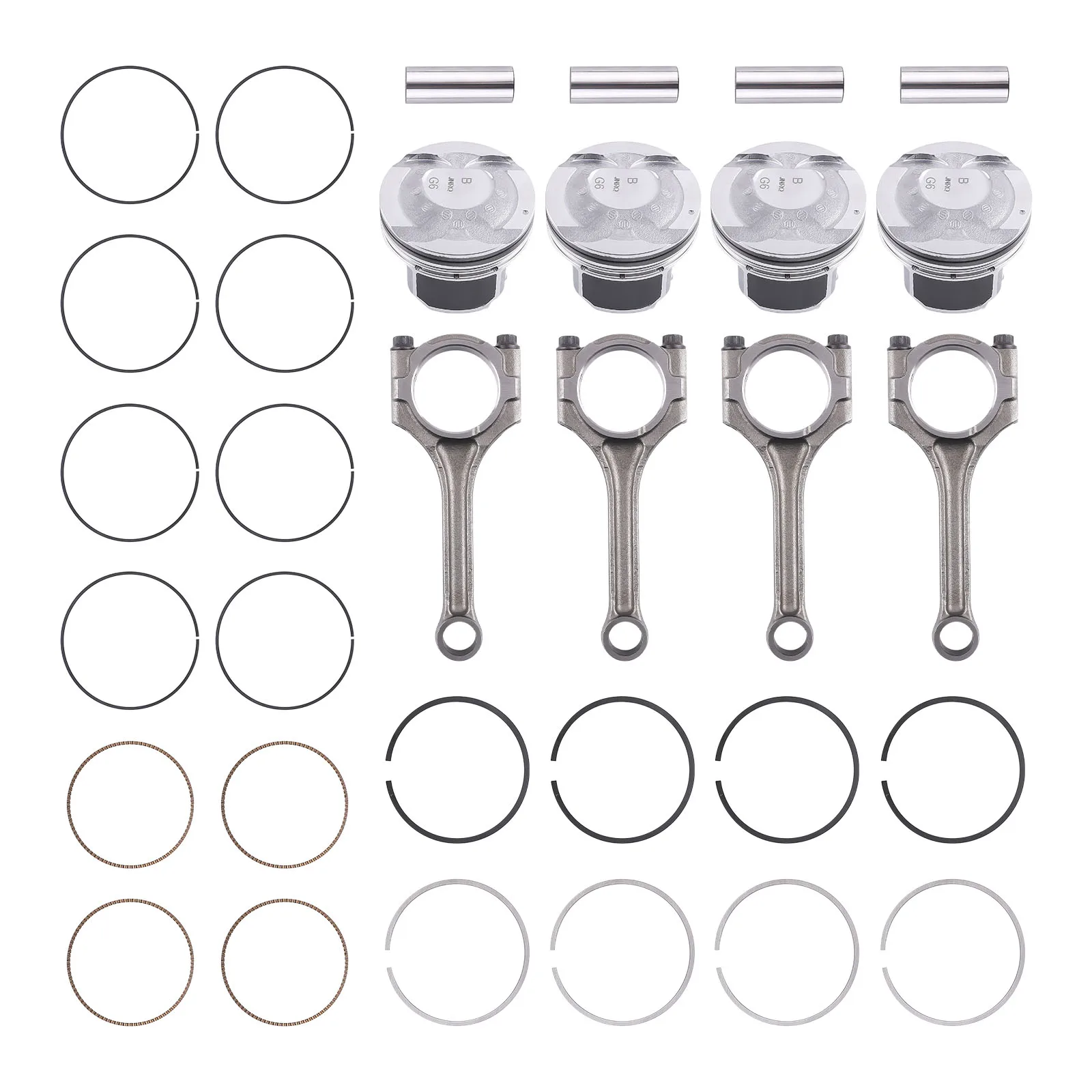 Connecting Rods & Pistons Set & Rings Kit For Hyundai Accent Kia Rio Soul 1.6L