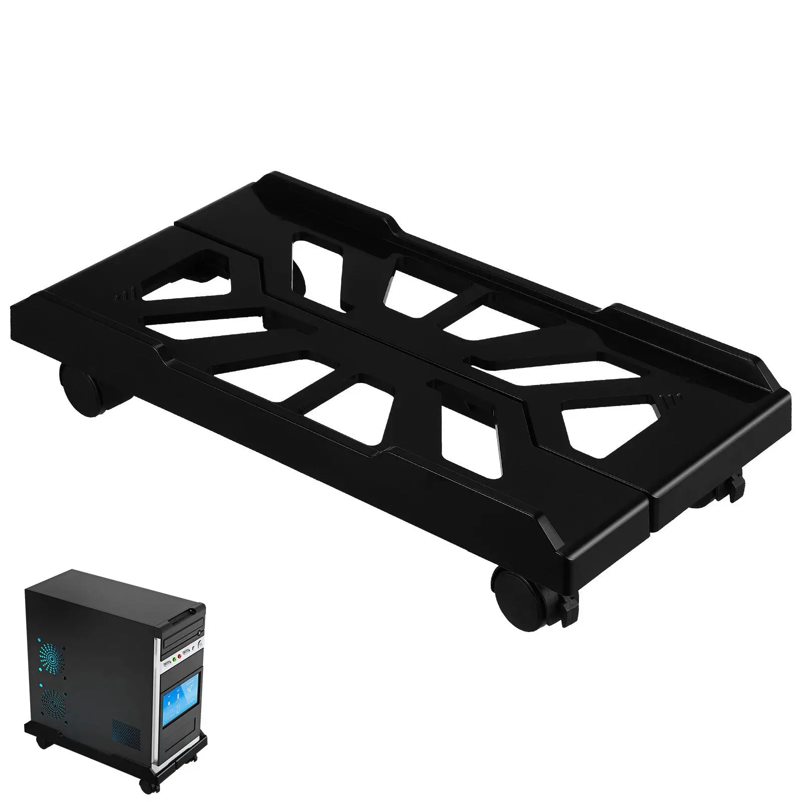 Adjustable Computer Tower Stand Extendable Pc Cart Mobile CPU Stand Floor Holder for Office Home School Pc Cart Under Desk