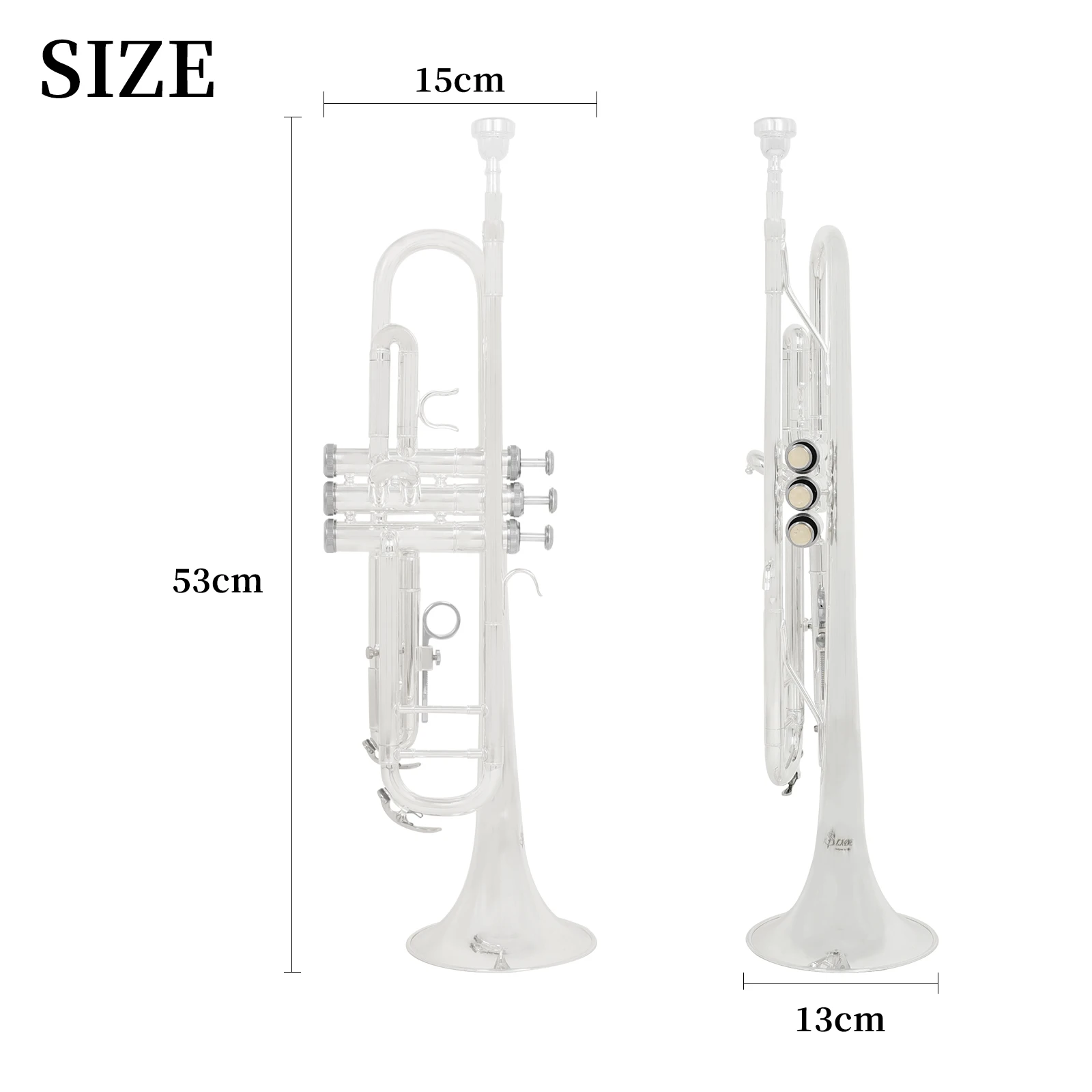 SLADE Eb Silver Plated Brass Trumpet Professional Trumpet Case Mouthpiece Care Kit Balanced Tone for Stage Performance Live Show