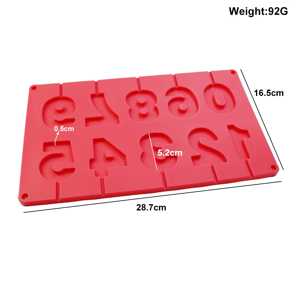 1Pcs Silicone 0-9 Numbers Shape Lollipop 3D Mold Handmade Jelly Chocolate Candy With Sticks Party Decoration Good Toughness