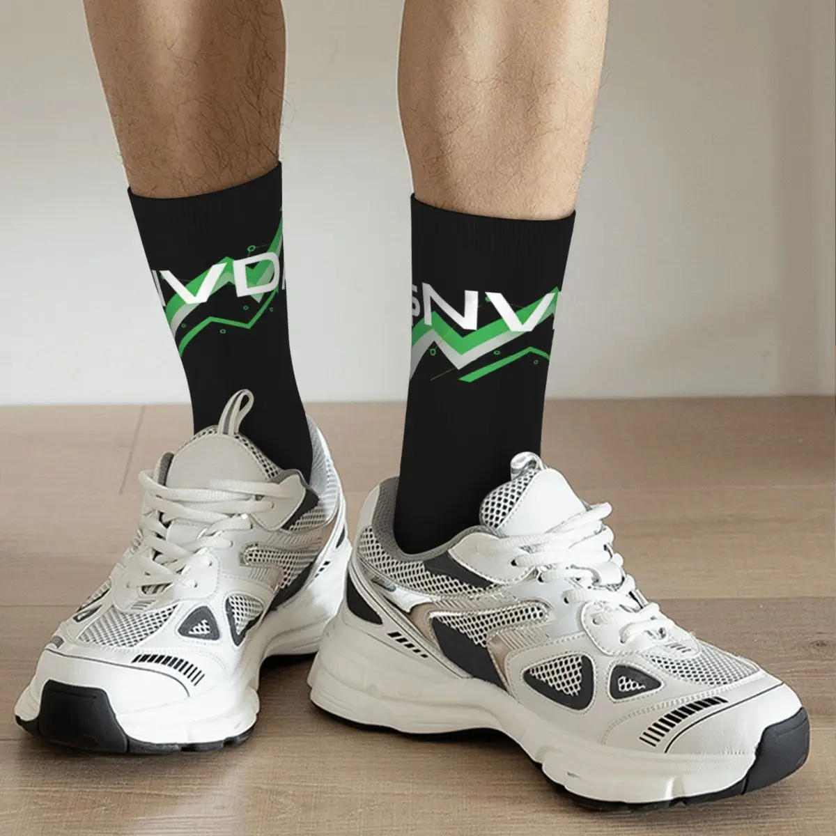 Calzini a compressione da uomo Vintage Nvidia Stock Unisex Nvidia Harajuku senza cuciture stampato novità Crew Sock