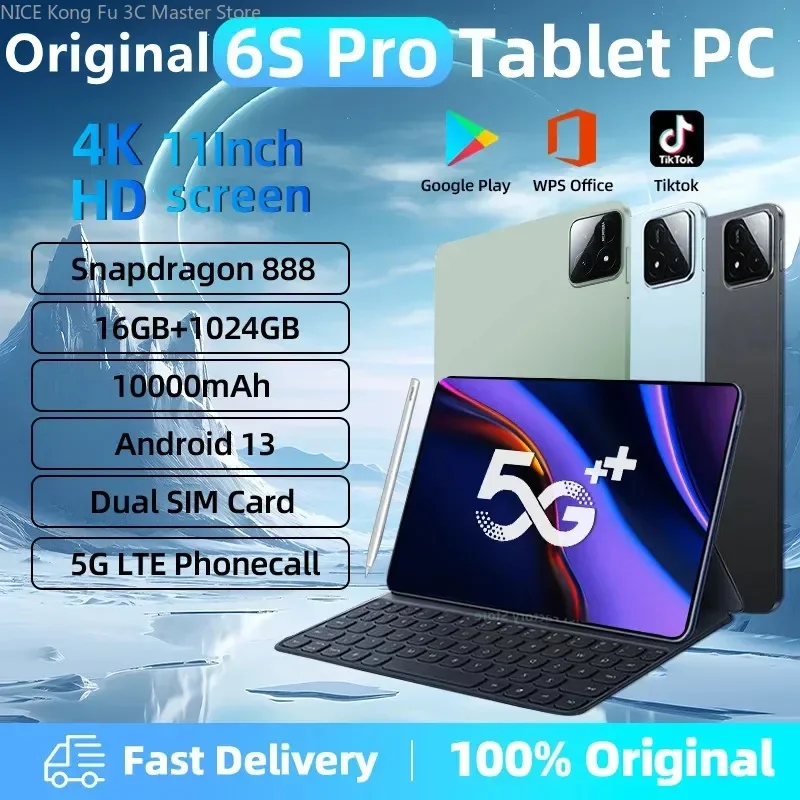 

Планшет Global Edition Pad 6S Pro, 2024 мАч, Android 13, 16 ГБ + 1 ТБ