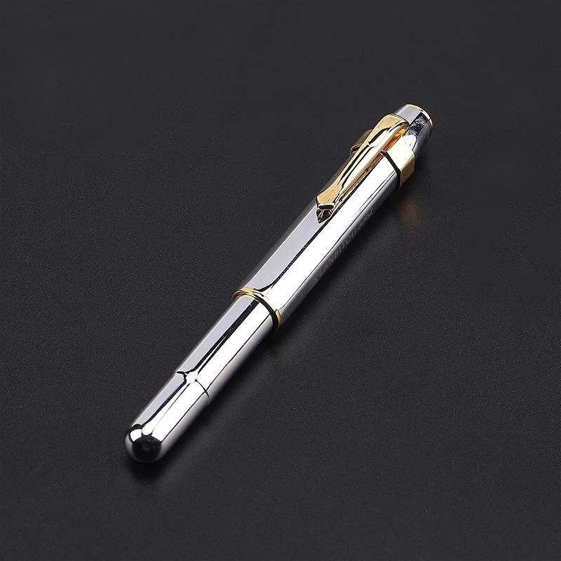 Travel Alpha Pocket Fountain Pen Vintage Metal Bronze F/M 0.5/0.7mm Short Ink Pen School Supplies Student Writing Stationery