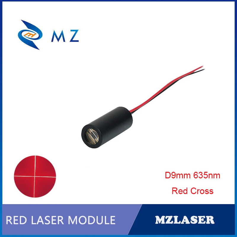 

Standard D9mm 635nm 20mW Red Cross Laser Module APC Constant Power Drive Industrial Grade