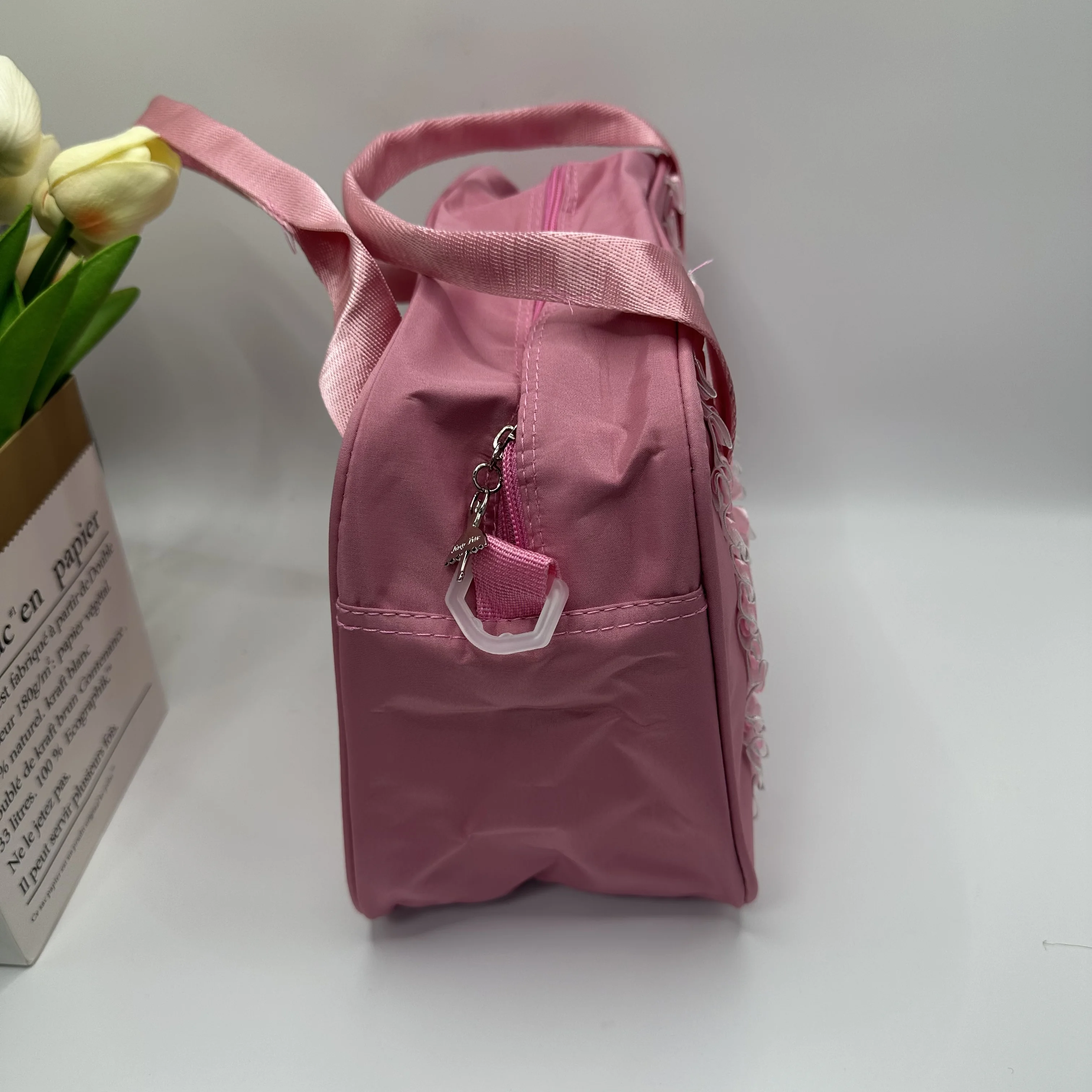 Bolso de baile de encaje Rosa personalizado para niña, bolsa de Ballet de baile bordada, bolsa de Ballet para bebé, bolsa de hombro de gimnasia para