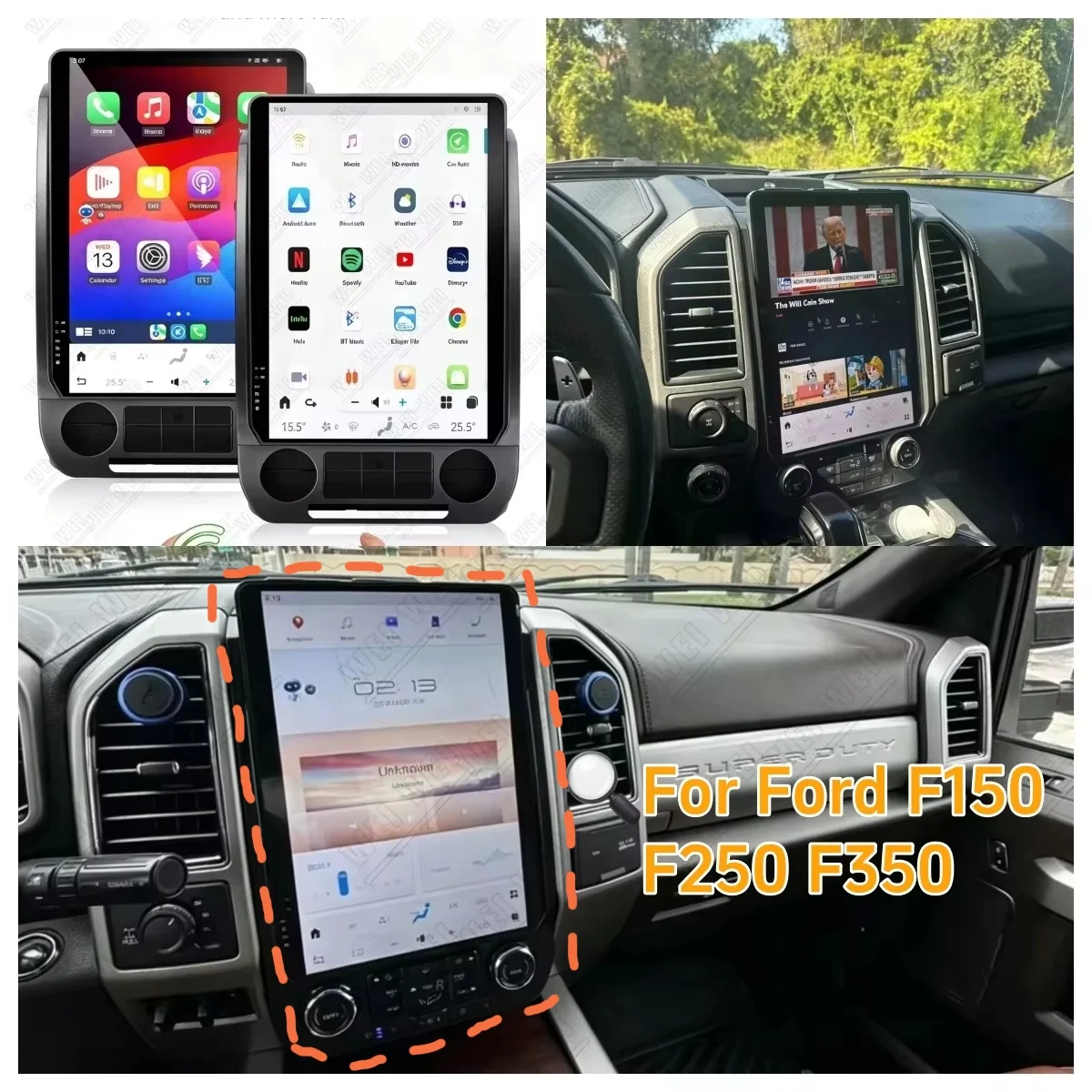 New 14.4 Inch Screen For Ford F150 F250 F350 2015-2021 Android 13 Auto Car Radio GPS Navigation Multimedia Player Tape Head Unit