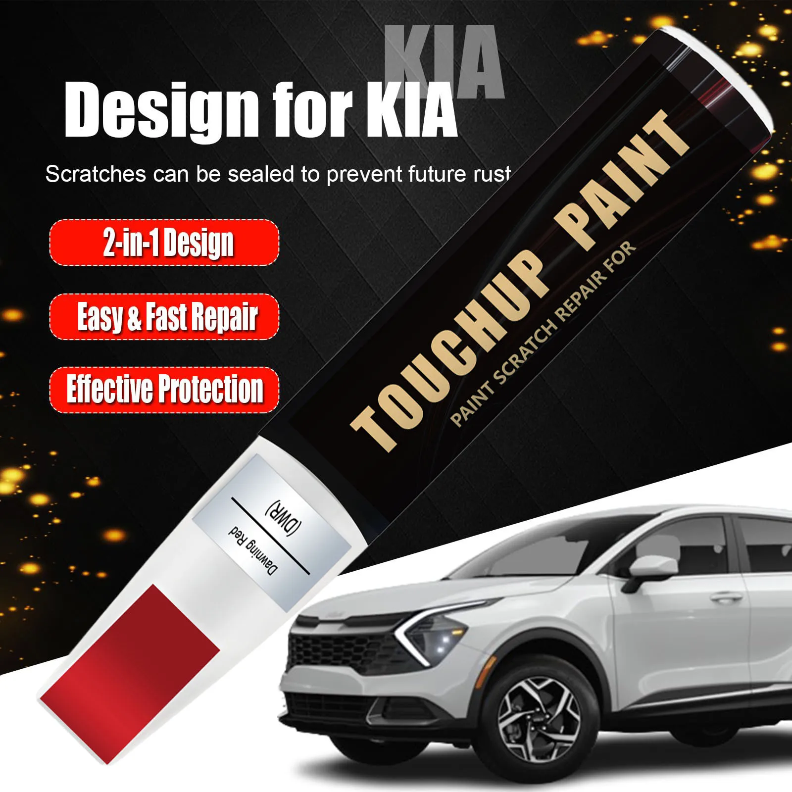 Car Touch Up Paint(Dawning Red(DWR)) for Kia Car Paint Scratch Repair Kit, Quick & Easy Solution to Repair