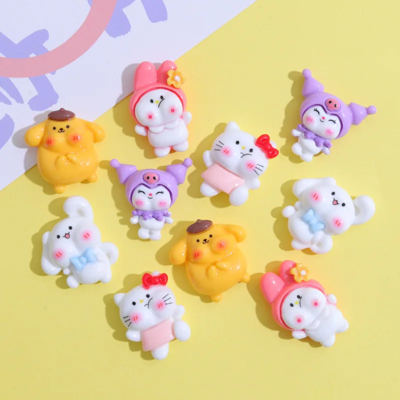 100 Cute Doodle Face Sanrio Series Cartoon Resin Flatback Cabochon Scrapbook DIY Party Hairpin Decor Accessories