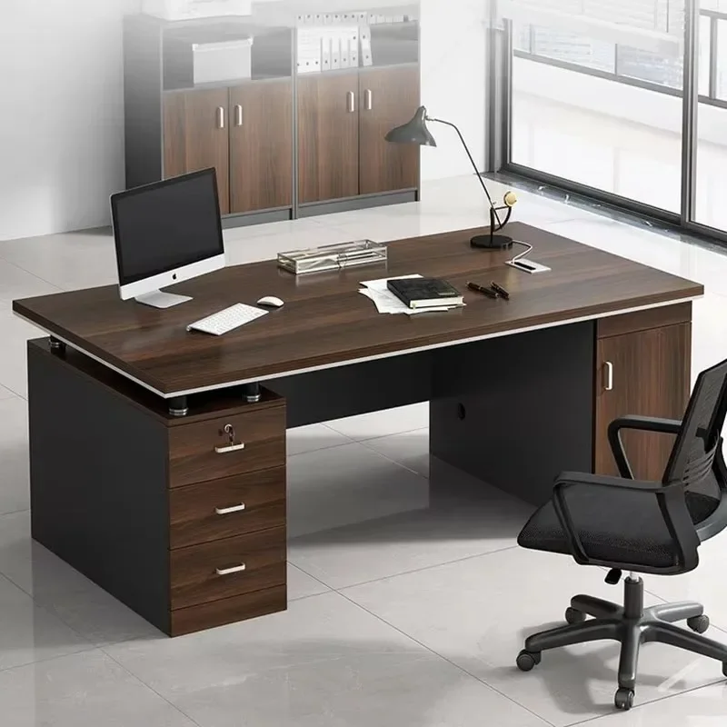 Wood Modern Office Table Storage Brown Accessories Study Office Table Executive Writing Escritorios De Ordenador Furniture