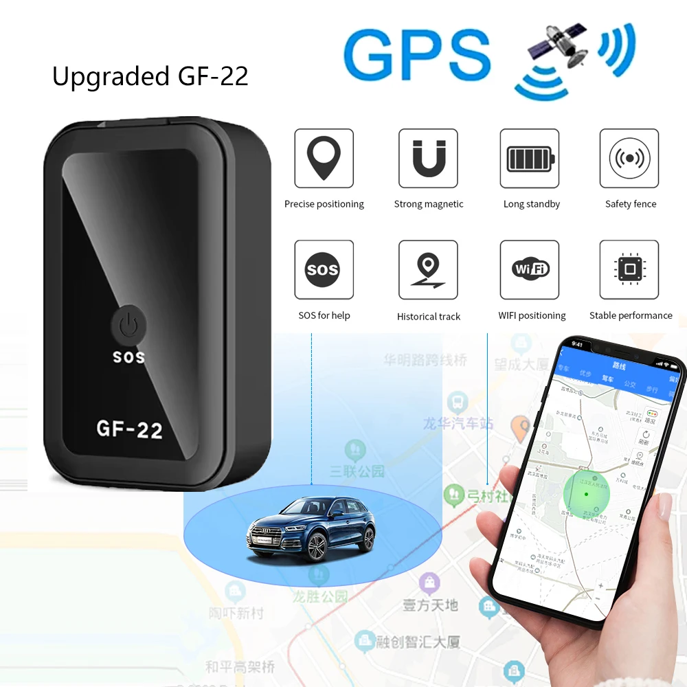 GF-22 Car Tracker Device Strong Magnetic Automatic Alarm Motorcycle Car Mini GPS Trackers Voice Control Anti-Lost Device Locator