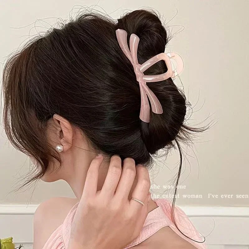 1pc 여성을위한 하이 엔드 보우 헤어 클립 머리 뒤에 새로운 스타일 상어 클립 Updo 우아한 헤어 액세서리