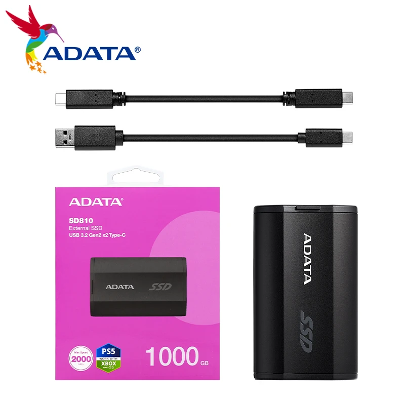 ADATA SD810 Внешний твердотельный накопитель USB 3.2 Gen 2x2 Жесткий диск 500 ГБ 1 ТБ 2 ТБ Портативный жесткий диск до 2000 Мбит/с PSSD для PS5