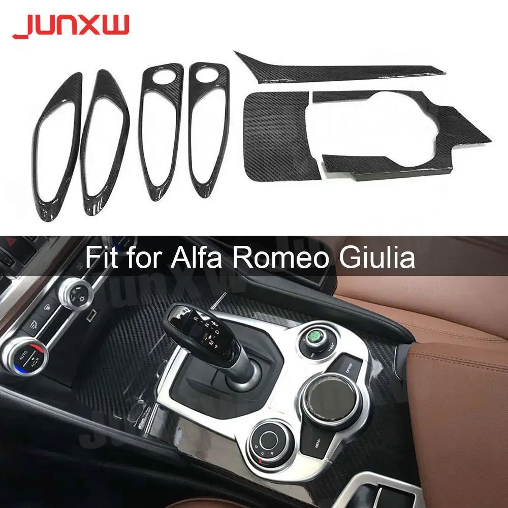 

Dry Carbon Fiber Car Interior Center Console Gear Shift Panel Trim for Alfa Romeo Giulia 2016-2019 Door Handle Covers