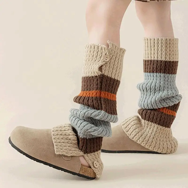 

97BE Knitted Loose Socks Girl Socks Autumn Winter Socks Leg Warmer Crochet Stockings