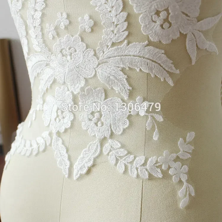 High End Black and White Cotton French Lace Embroidery Decal Fabric, Handmade Wedding Clothing Background Decoration Accessories