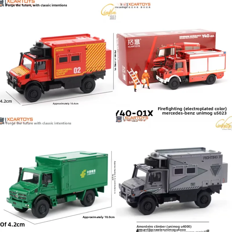 

Литой под давлением масштаб 1/64 Benz Unimog, набор пожарной машины, модель автомобиля из сплава, Коллекционная игрушка, подарок, сувенир, украшение для дисплея