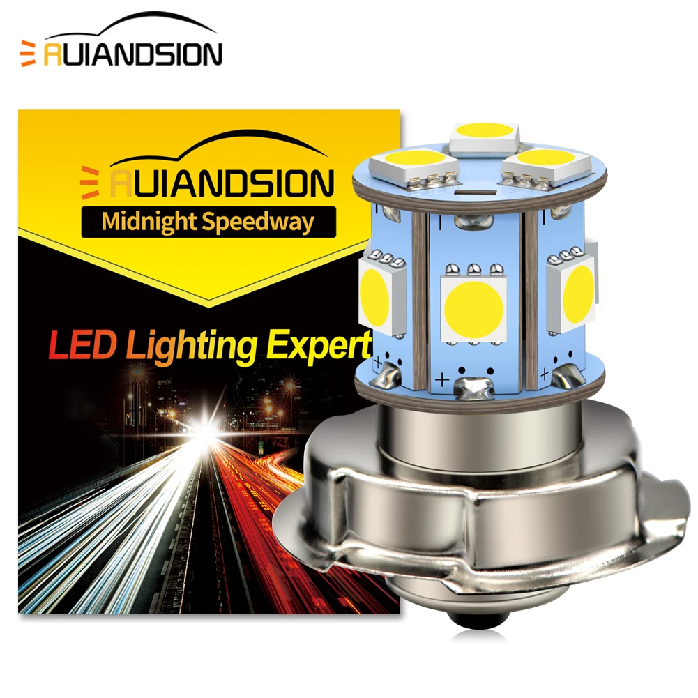 RUIANDSION P26S LED Motorcycle Headlight Lamp H6M P15D LED Bulb 6V 6V-30V 10-80V Motorbike Headlamp White for Scooter ATV UTV