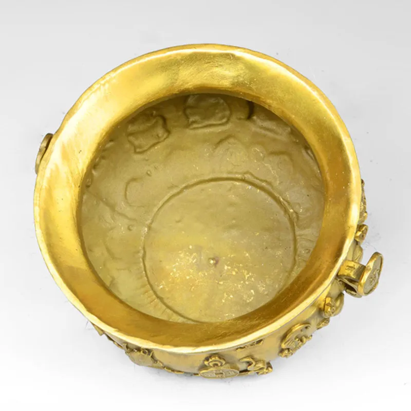 Golden Antique Cornucopia Buddha Handicraft Disciple Water Supply Meditation Brass Bowl Home Desktop Feng Shui Decoration Gift