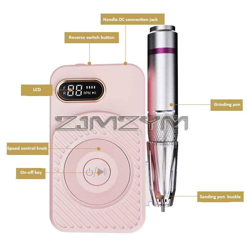 เครื่องขัดเล็บเครื่องเป่าเล็บแบบพกพาที่กรอเล็บไฟฟ้า45000รอบต่อนาทีสำหรับร้านเสริมสวยเล็บเครื่องมือทำเล็บแบบมืออาชีพ