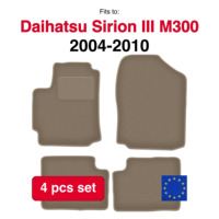 Car velour mats for Daihatsu Sirion III M300 hatchback (2004-2010) -beige (4 PCs)