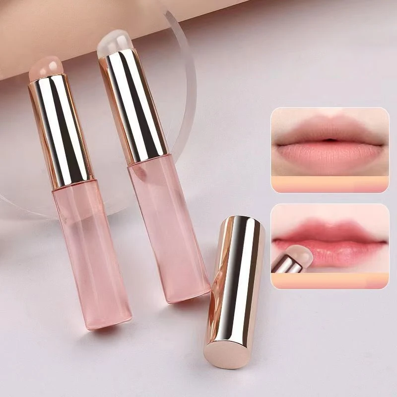 Pincel pequeño redondo de silicona para labios, pincel suave con cubierta, aplicación de lápiz labial profesional, herramientas cosméticas de maquillaje para niñas y mujeres