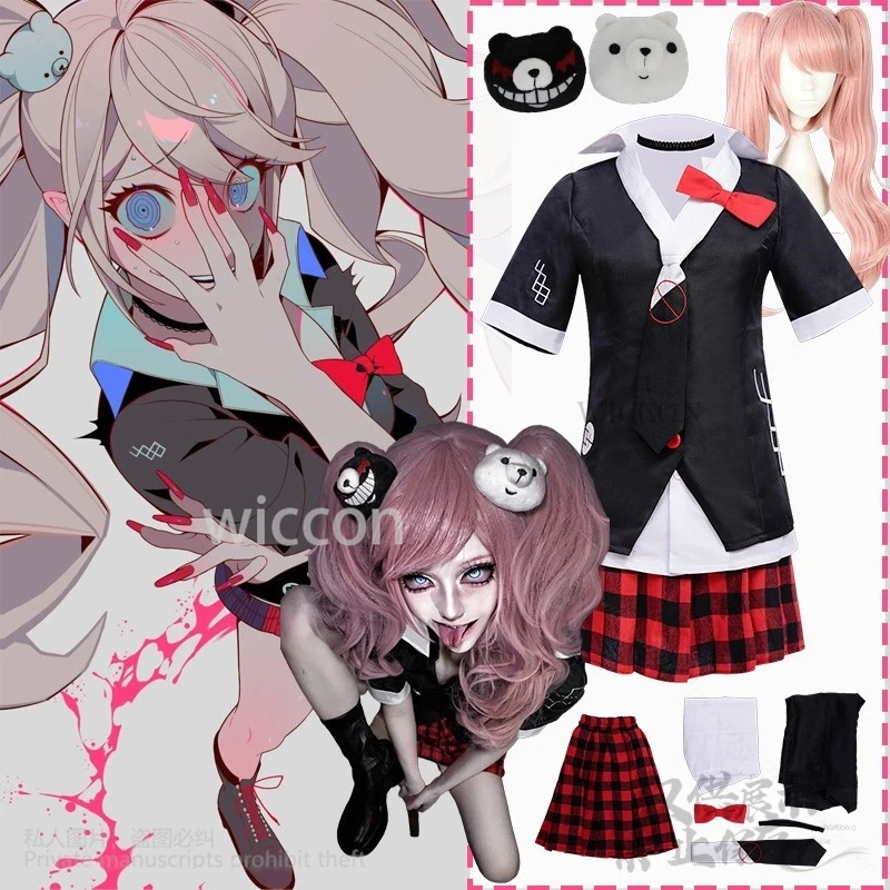 

Аниме игра новый Dangaronpaaa косплей Enoshima Junko костюм горячая форма Jk платье Лолита Jirai Kei парики для девочек сексуальные милые индивидуальные