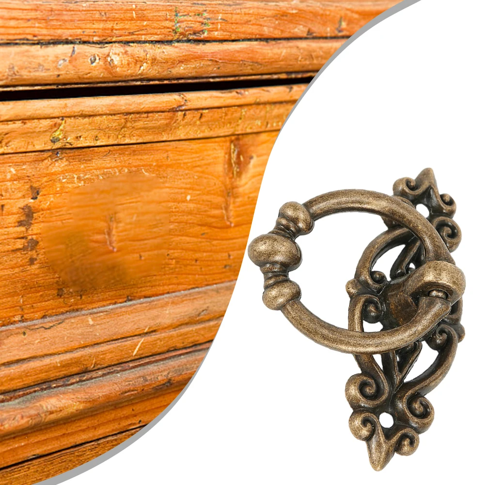 Pegangan Laci Retro pegangan logam campuran antik perangkat keras cincin tarik pegangan kabinet cincin gantung untuk lemari dapur pintu lemari logam campuran seng